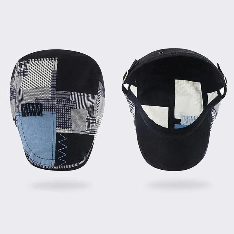 Valkyrie Italian Style Men's Cap Hat Canvas Asymmetrical Model Adjustable Sweatproof Men's Black