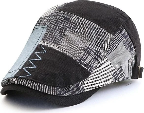 Valkyrie Italian Style Men's Cap Hat Canvas Asymmetrical Model Adjustable Sweatproof Men's Black