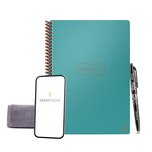 Rocketbook Core Reusable Spiral Notebook, Executive Size 6x8.8, Teal - Dotted Pages, App-Connected, Erasable, Durable Cover, Ideal for School, Work, and Creative Projects - Image 1