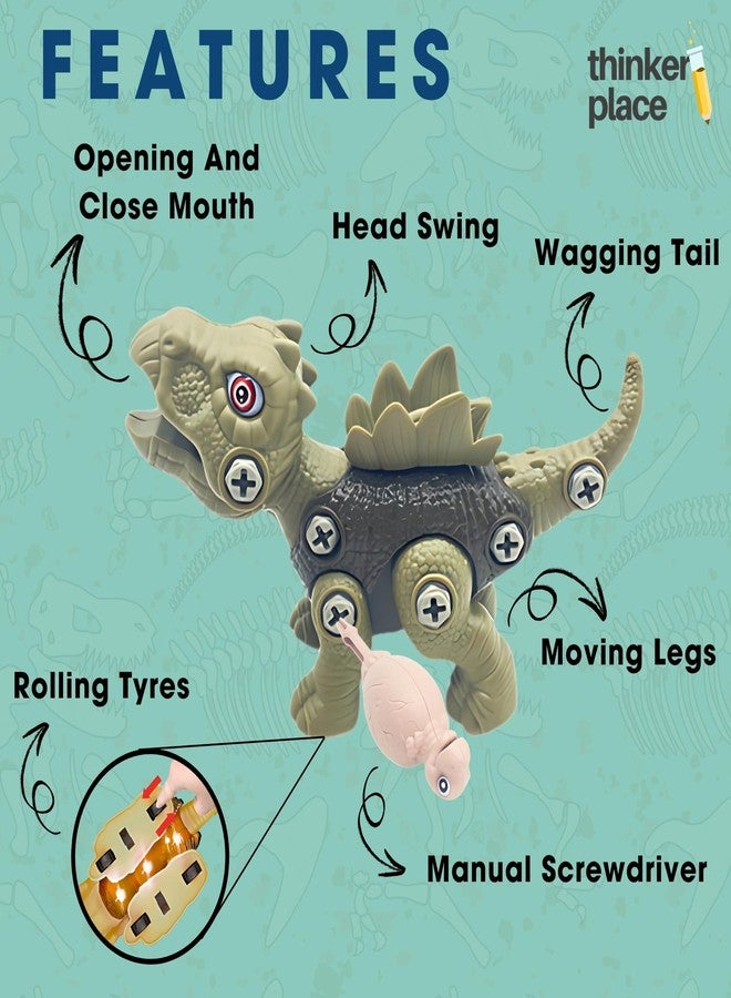 ThinkerPlace DIY Sliding Dinosaur Kit Stegosaurus | Learn About Dinosaurs | Take Apart Dinosaur Toys | Build, Play & Learn | STEM Educational Toy for Kids Age 4+ | Science & Learning Toy - Image 2