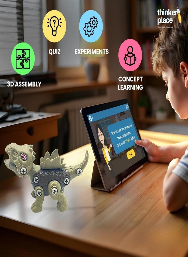 ThinkerPlace DIY Sliding Dinosaur Kit Stegosaurus | Learn About Dinosaurs | Take Apart Dinosaur Toys | Build, Play & Learn | STEM Educational Toy for Kids Age 4+ | Science & Learning Toy - Image 3