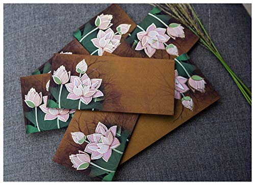 Desi Favors Brown Lotus Envelopes | Shagun, Eid, Diwali, Wedding Money Cash Gifting Envelopes | Flower Design, 7.48 x 3.54 Inch (Pack of 10) - Image 2