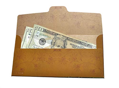 Desi Favors Brown Lotus Envelopes | Shagun, Eid, Diwali, Wedding Money Cash Gifting Envelopes | Flower Design, 7.48 x 3.54 Inch (Pack of 10) - Image 4