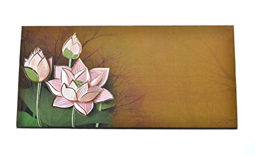 Desi Favors Brown Lotus Envelopes | Shagun, Eid, Diwali, Wedding Money Cash Gifting Envelopes | Flower Design, 7.48 x 3.54 Inch (Pack of 10) - Image 1