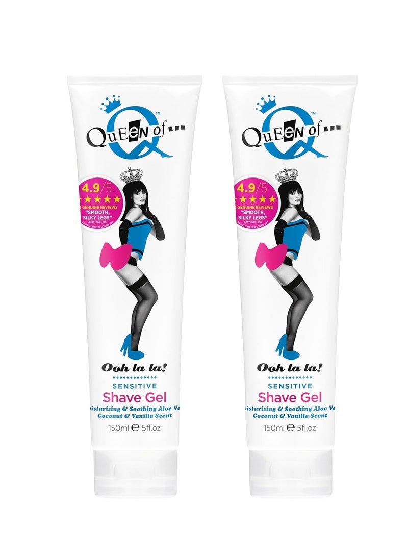 QuEeN of Queen of Ooh la la! Sensitive Moisturising Coconut and Vanilla Shaving Gel For Women 150ml TWIN PACK  - Image 1