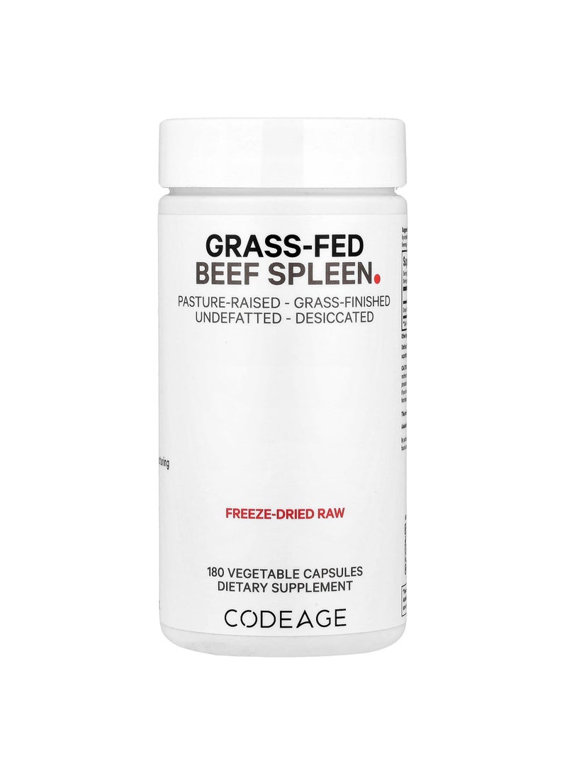 Codeage Grass-Fed Beef Spleen, 180 Vegetable Capsules (500 mg per Capsule)