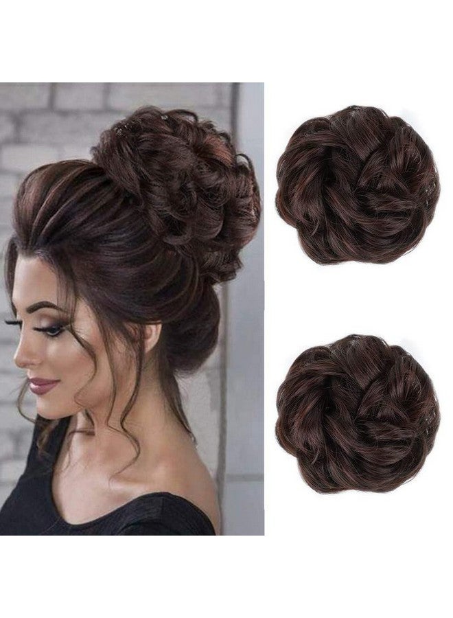 CHANDERKASH Hair Bun Extensions 2PCS Curly Wavy Messy Synthetic Chignon Hairpiece Scrunchie Scrunchy Updo Hairpiece for women(Color:33#)|Puff Juda Bun Shaper |Messy Bun Scrunchie - Image 2