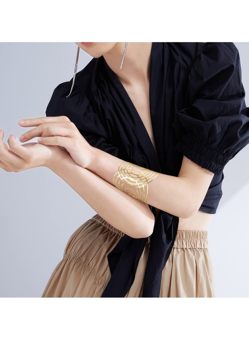 SYOSI 7 Pcs Cuff Bangle Bracelet-  Women Gold Cuff Bracelets Open Wide Wire Bracelets Adjustable Tone Wrist Cuff Wrap Bracelet, Wire Grooved Cuff Open Arm Band Cuff Bracelets for Women Girls (Size 4-7.5cm) - Image 2