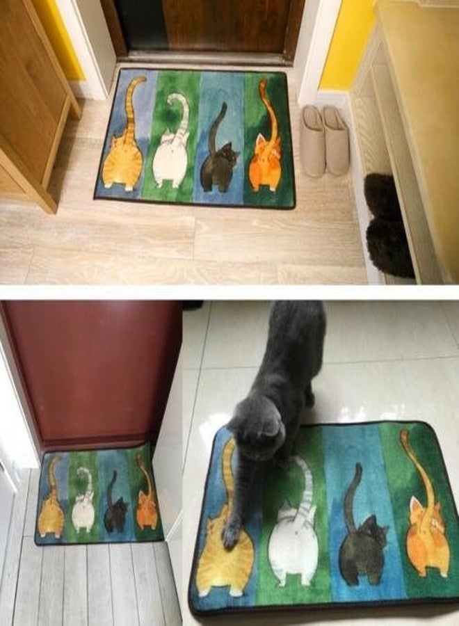 EatingBiting 24" x 16" Lucky Cat Non-Slip Carpet Floor Mats for Home Four Cute Cats' Tails Pattern Door Rug, Bathroom Living Room Kicthen Mats for Home - Image 4