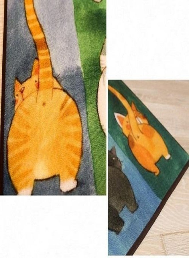 EatingBiting 24" x 16" Lucky Cat Non-Slip Carpet Floor Mats for Home Four Cute Cats' Tails Pattern Door Rug, Bathroom Living Room Kicthen Mats for Home - Image 5