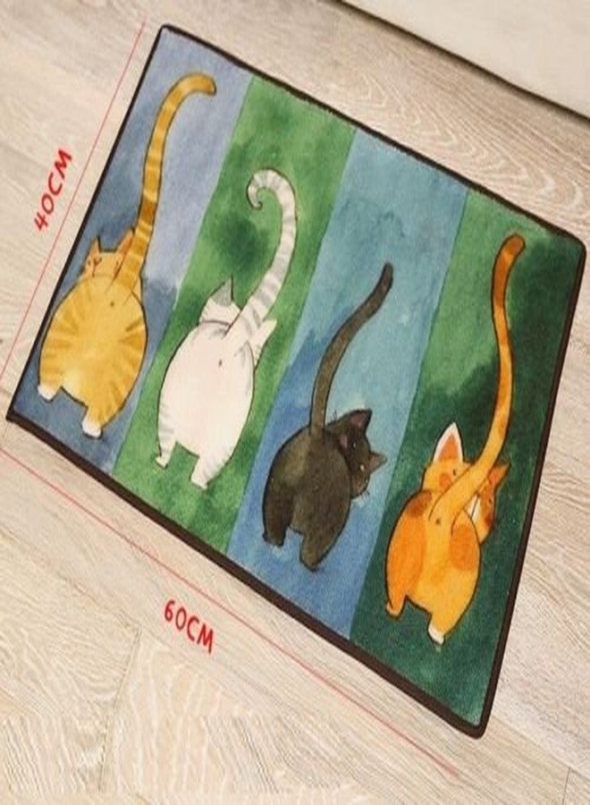 EatingBiting 24" x 16" Lucky Cat Non-Slip Carpet Floor Mats for Home Four Cute Cats' Tails Pattern Door Rug, Bathroom Living Room Kicthen Mats for Home - Image 3