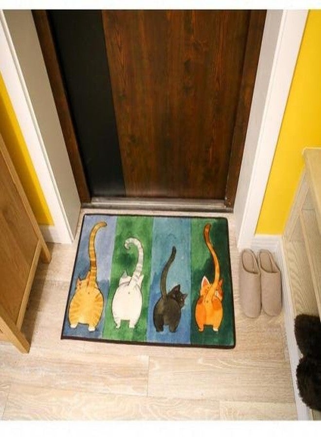EatingBiting 24" x 16" Lucky Cat Non-Slip Carpet Floor Mats for Home Four Cute Cats' Tails Pattern Door Rug, Bathroom Living Room Kicthen Mats for Home - Image 2