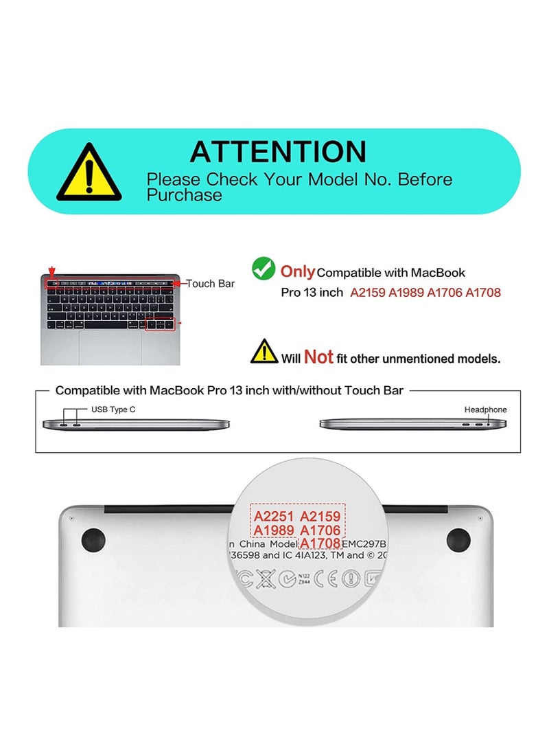 Generic - Macbook New Pro 13-inch Model M1/M2  A2338/A2251/A2289/A2159/A1989/A1708/A1706 with/Without Touch Bar Release 2021/2020/2019/2018/2016 Black - Image 1