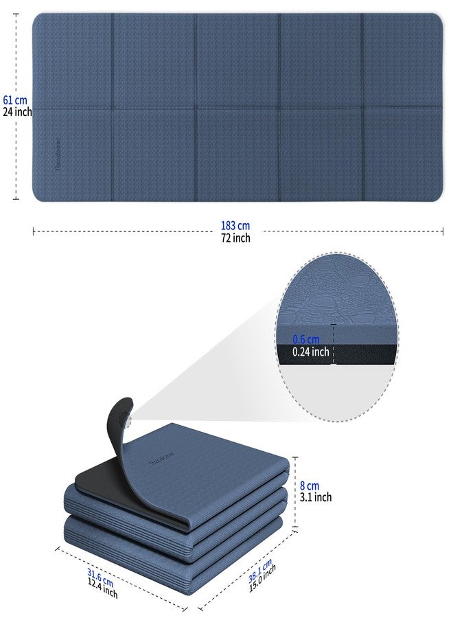 Readaeer Foldable Yoga Mat for Travel Folding Yoga Mat 6mm Thick with Carrying Bag, Non-Slip TPE Exercise Pilates Mat for 72" L x 24" W x 0.24 Inch (Blue) - Image 3