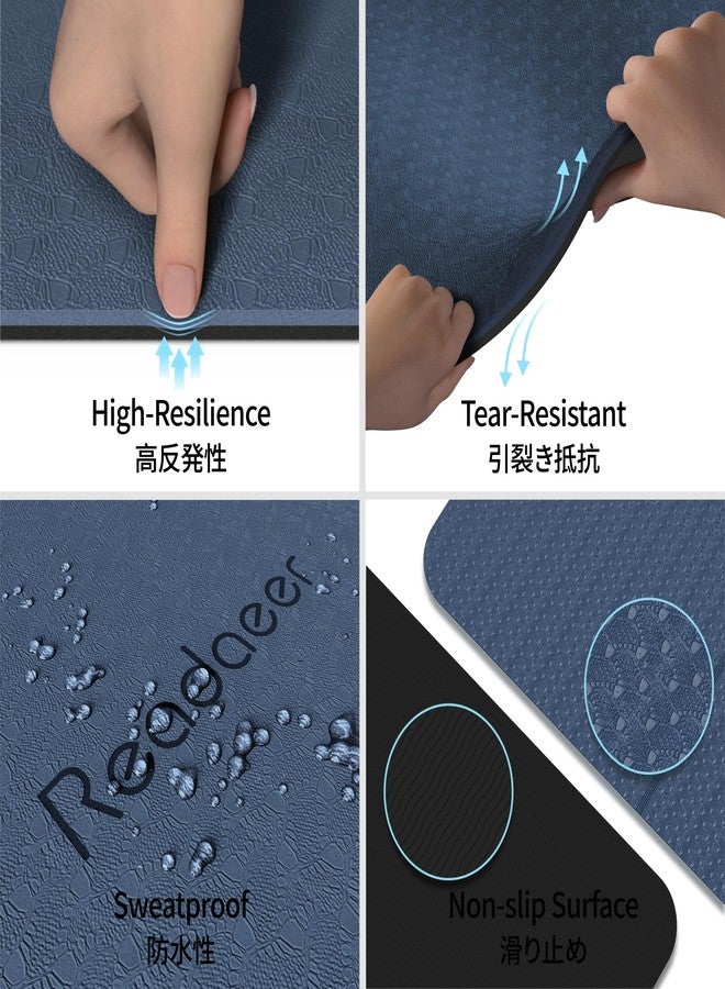 Readaeer Foldable Yoga Mat for Travel Folding Yoga Mat 6mm Thick with Carrying Bag, Non-Slip TPE Exercise Pilates Mat for 72" L x 24" W x 0.24 Inch (Blue) - Image 2