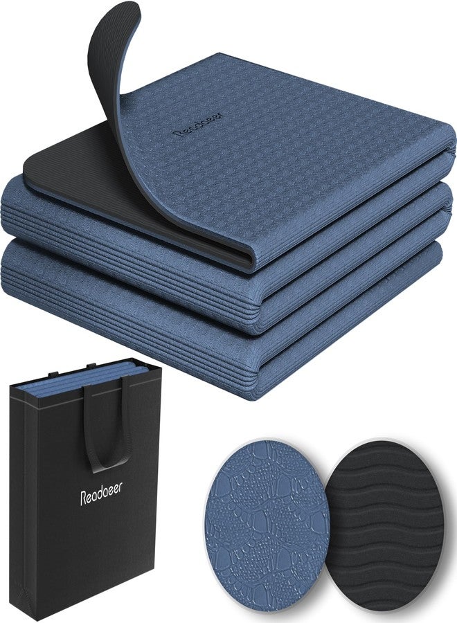 Readaeer Foldable Yoga Mat for Travel Folding Yoga Mat 6mm Thick with Carrying Bag, Non-Slip TPE Exercise Pilates Mat for 72" L x 24" W x 0.24 Inch (Blue) - Image 1