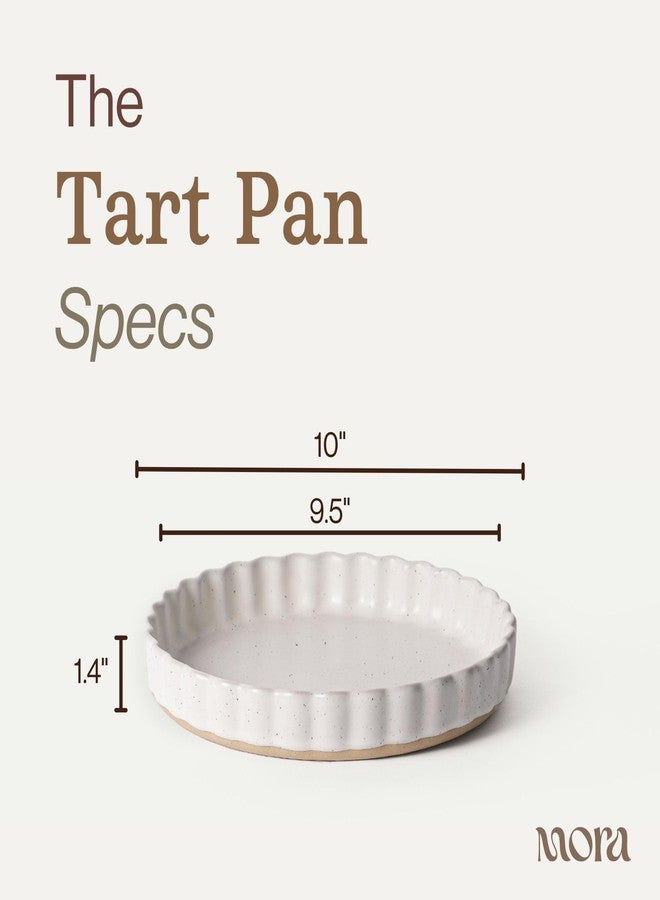 MORA Ceramic Tart Pan, 9.5 Inch Large Porcelain Baking Dish for Tarts, Quiche, Pie, Flan etc. Fluted Ruffled Edge, Oven, Microwave, Freezer, and Dishwasher safe - Great Gift For Bakers - Oat - Image 2