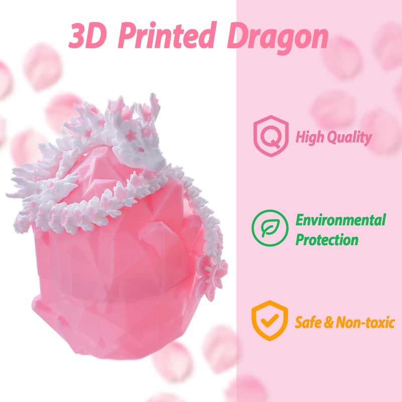 BuQueHM 3D Printed Dragon â€“ 11.8in Cherry Blossom Decor Dragons with Articulated Crystal Dragon Egg 3D Printed Fidget Toys for Desk DÃ©cor and Collectible - Image 2
