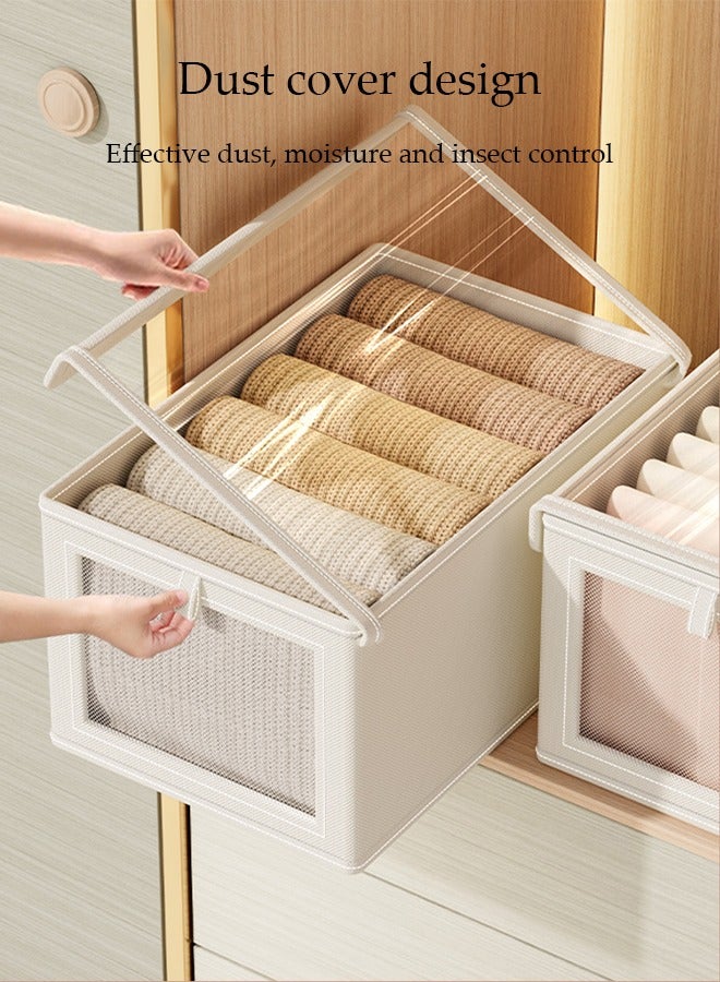 DUNISO 3 Pack Linen Storage Bins Foldable Closet Storage Organizer,Cube Storage Box With Transparent Visible Windows, Wardrobe, Home Bedroom, Office - Image 2