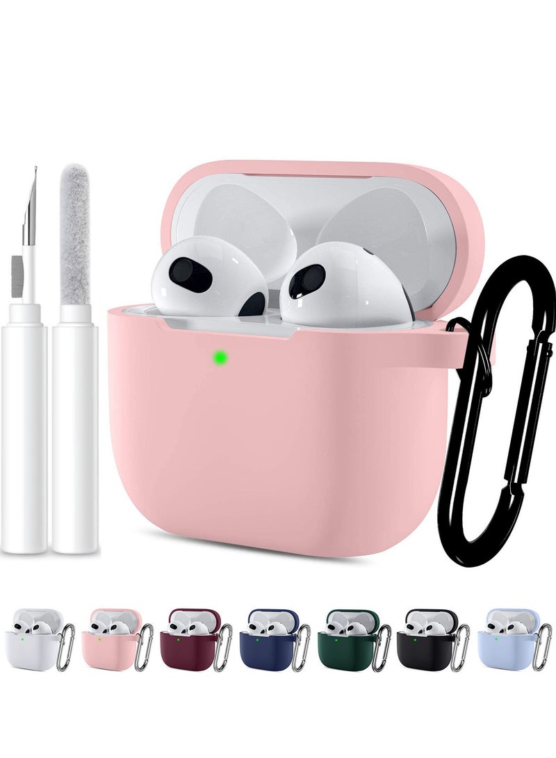 أنيوغرو لغطاء حقيبة AirPods 4 2024 مع مجموعة أدوات التنظيف، حقيبة واقية من السيليكون الناعم لـ Apple AirPods من الجيل الرابع، مناسبة للسفر أو التنقل اليومي، ملحقات مع سلسلة مفاتيح - لون وردي فاتح - Image 1