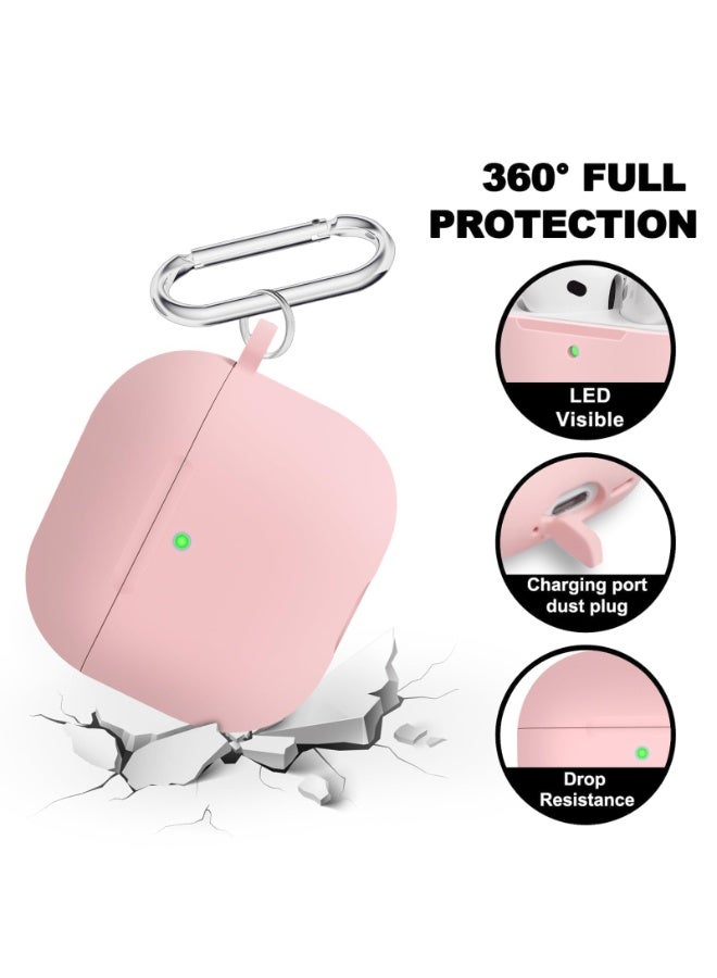 أنيوغرو لغطاء حقيبة AirPods 4 2024 مع مجموعة أدوات التنظيف، حقيبة واقية من السيليكون الناعم لـ Apple AirPods من الجيل الرابع، مناسبة للسفر أو التنقل اليومي، ملحقات مع سلسلة مفاتيح - لون وردي فاتح - Image 2