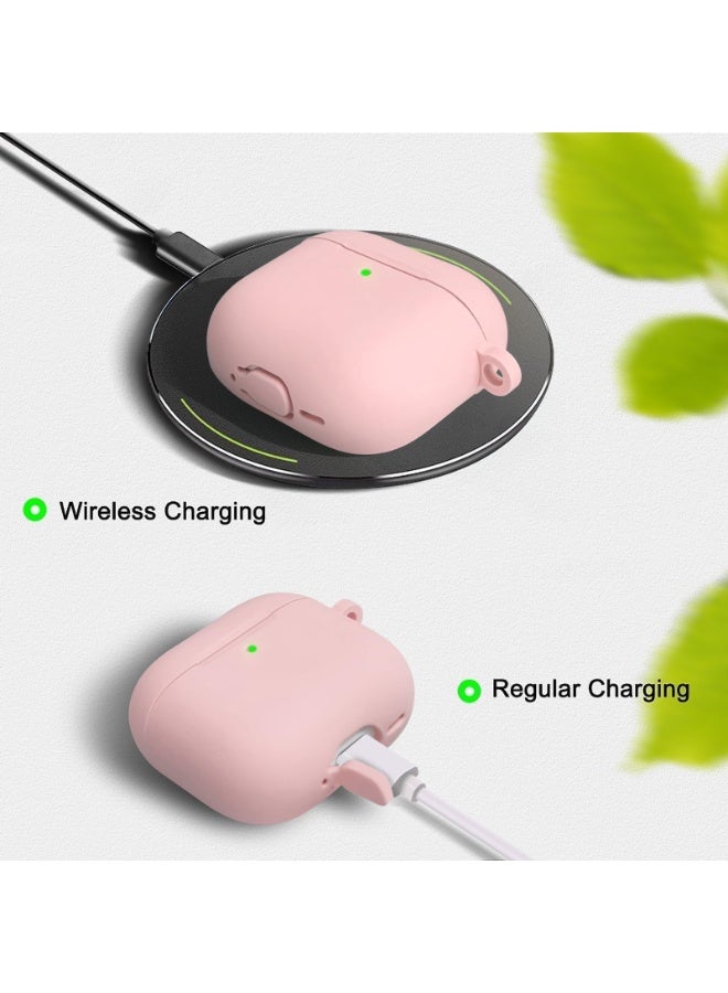 أنيوغرو لغطاء حقيبة AirPods 4 2024 مع مجموعة أدوات التنظيف، حقيبة واقية من السيليكون الناعم لـ Apple AirPods من الجيل الرابع، مناسبة للسفر أو التنقل اليومي، ملحقات مع سلسلة مفاتيح - لون وردي فاتح - Image 3