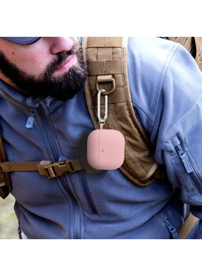 أنيوغرو لغطاء حقيبة AirPods 4 2024 مع مجموعة أدوات التنظيف، حقيبة واقية من السيليكون الناعم لـ Apple AirPods من الجيل الرابع، مناسبة للسفر أو التنقل اليومي، ملحقات مع سلسلة مفاتيح - لون وردي فاتح - Image 4