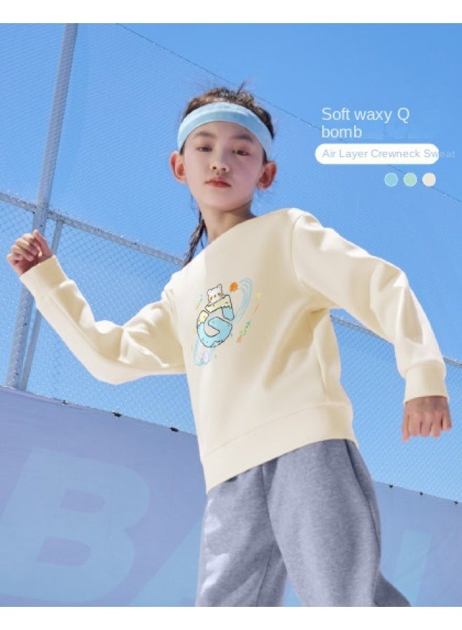 Noble bird Elastic Air Layer】children's Hoodie 2025 Autumn Girls' Cute Sports Top, Mid-older Kids' Trendy Fall Outfit - Image 1