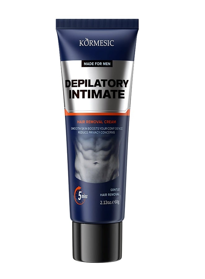 Kormesic Men's Intimate Hair Removal Cream - Fast-Acting Depilatory Cream for Male Private Parts, Groin & Buttocks - Painless, Gentle Formula 60g - Image 1
