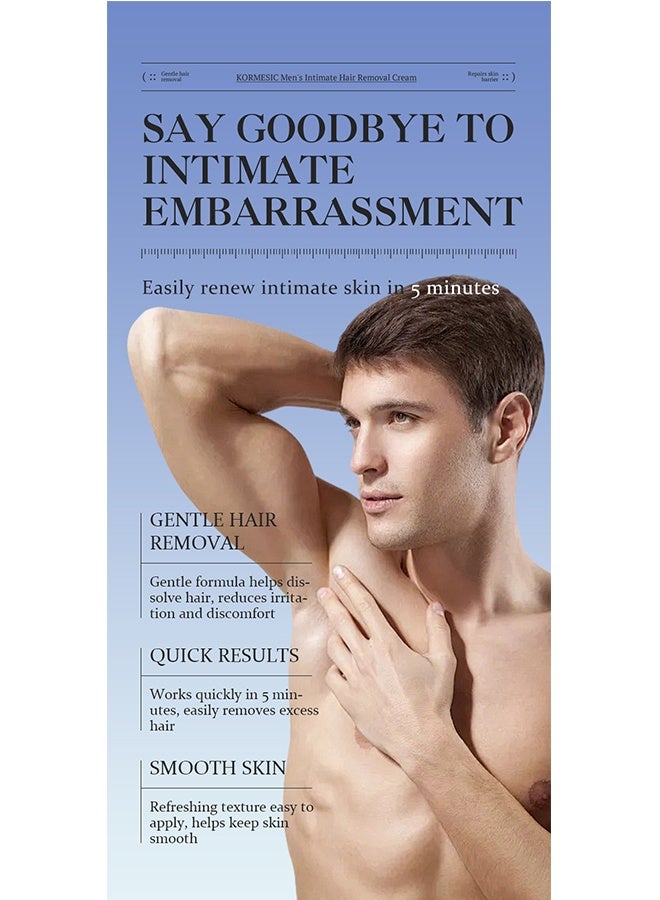 Kormesic Men's Intimate Hair Removal Cream - Fast-Acting Depilatory Cream for Male Private Parts, Groin & Buttocks - Painless, Gentle Formula 60g - Image 4