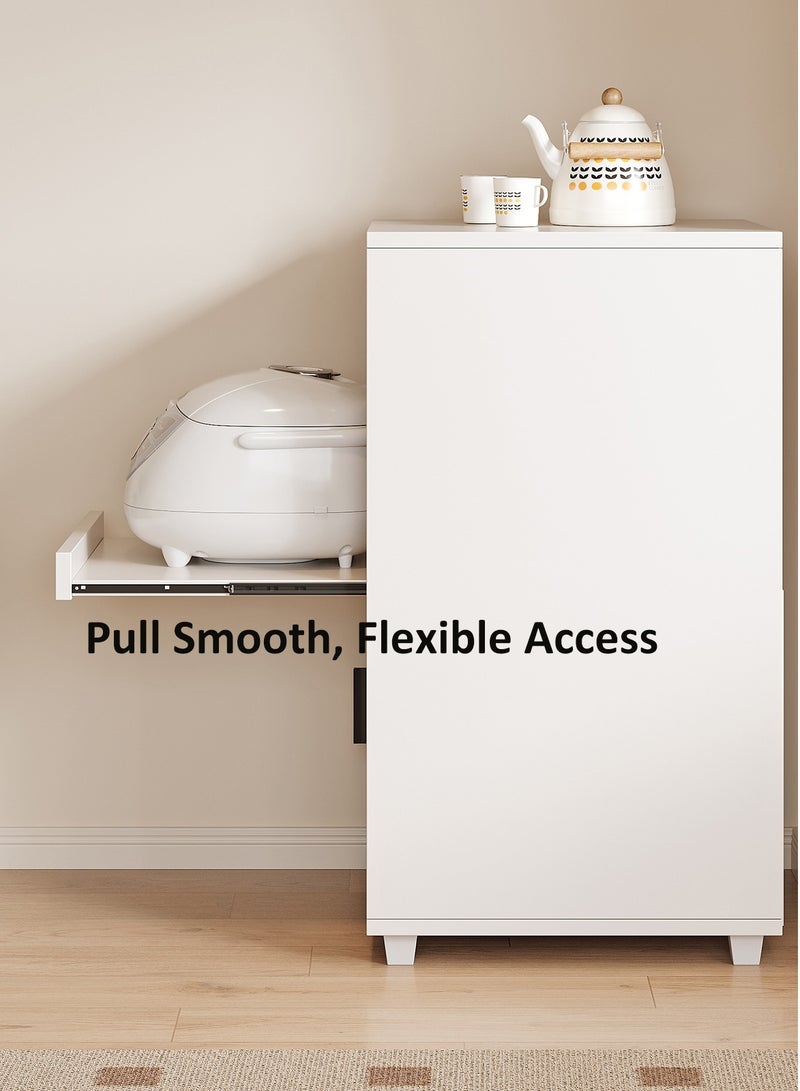 YY-ريشير خزانة جانبية مقاس 35 سم، خزانة تخزين ضيقة للمطبخ مع باب وصينية منزلقة لتنظيم غرفة المعيشة المنزلية - Image 3