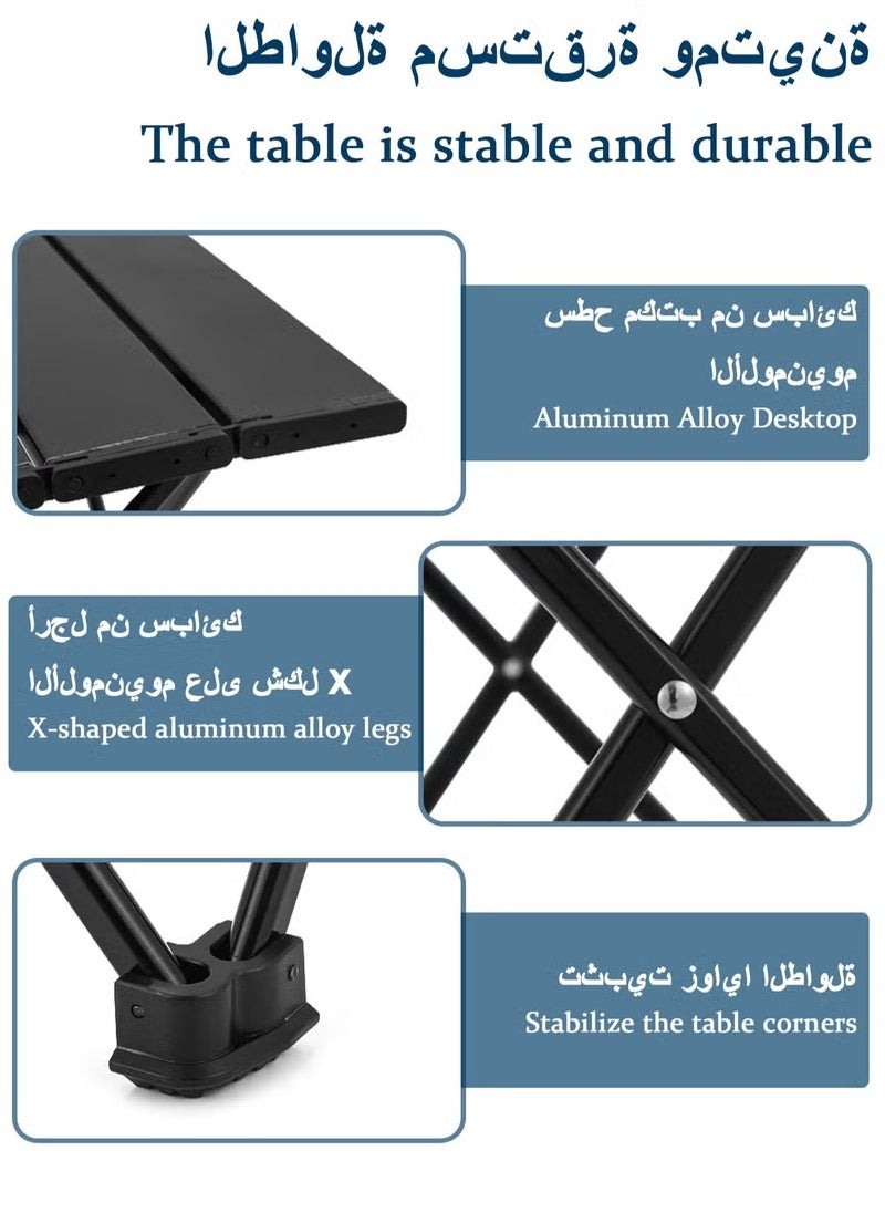 رايتشر - مائدة التخييم المحمولة Rightsure مع حقيبة شبكية، طاولة ألومنيوم فائقة الخفة، طاولة صغيرة قابلة للطي مناسبة للأماكن الخارجية، والنزهات، والشواء، والشاطئ، والصيد، والتسلق، والسفر (متوسطة) - Image 1