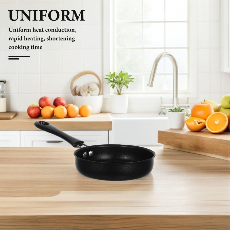 ibasenice Mini Non Stick Frying Pan Skillet With Handle Thickened Small Portable Breakfast Pancake Egg Pan For Induction And Gas Stove Black - Image 4