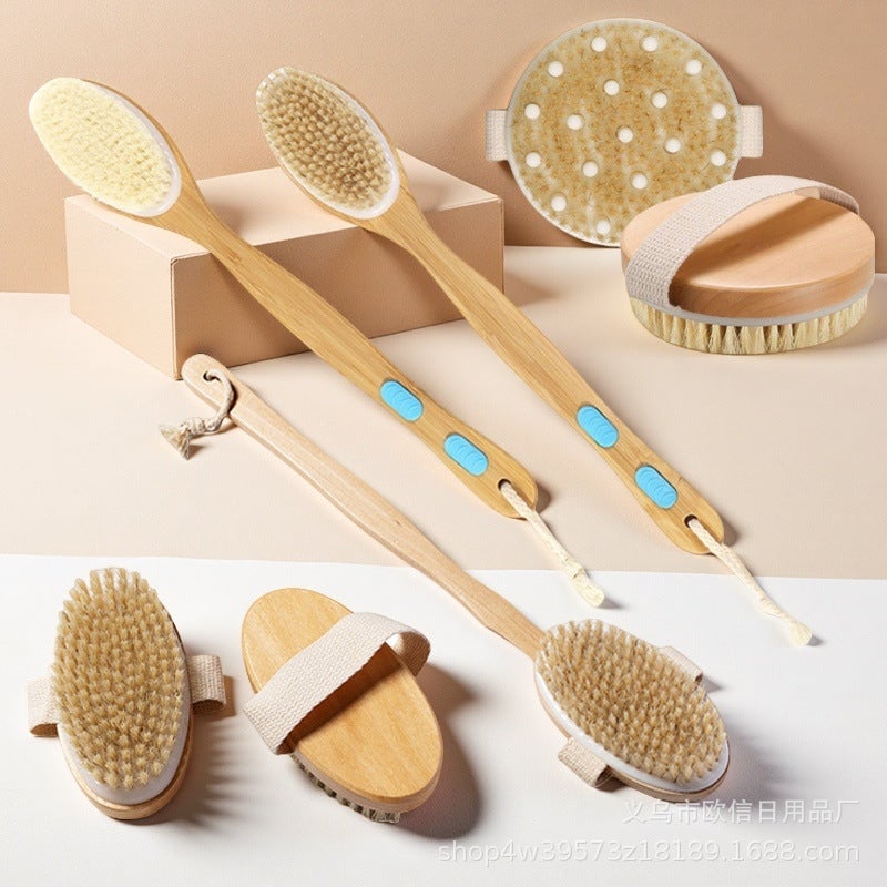 Bristle Bath Brush with Long Bamboo Handle - Image 1