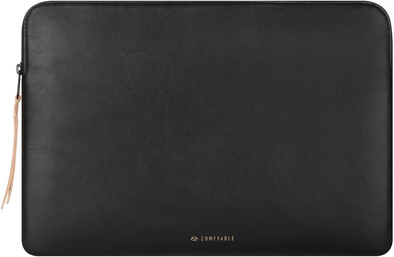 Comfyable Slim Laptop Sleeve Compatible with 13 Inch MacBook Air 13 in M4 M3 M2 M1, 13" MacBook Pro, PU Leather Bag Water-Resistant Cover Case, Black - Image 1