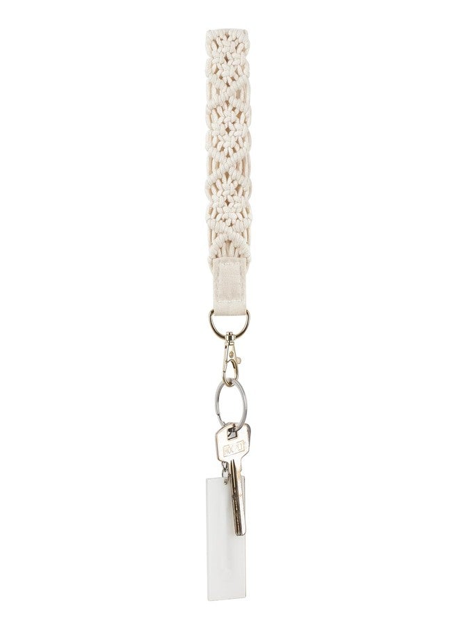 Mkono Macrame Wrist Lanyard for Keys Cute Keychain Wristlet Strap for Wallet Key Chain Keyring Holder Woven Lanyards Boho Gift, 6.7", Ivory, 6.7" - Image 2