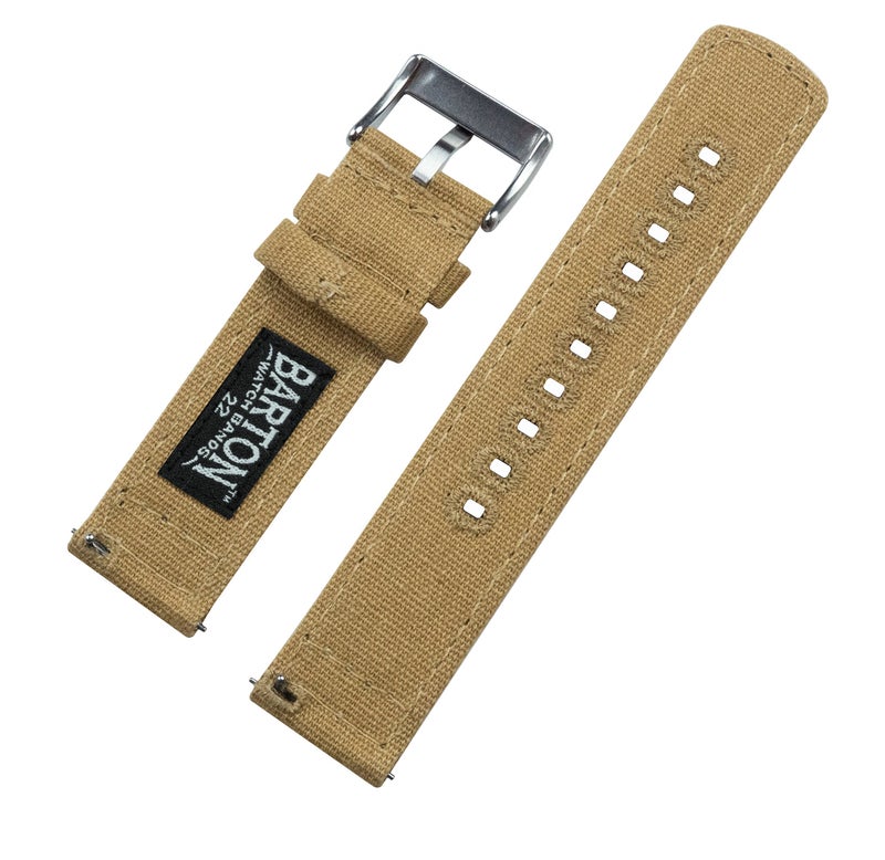 BARTON WATCH BANDS Quick Release Canvas Watch Band Straps, Khaki Tan, 22mm - Image 3