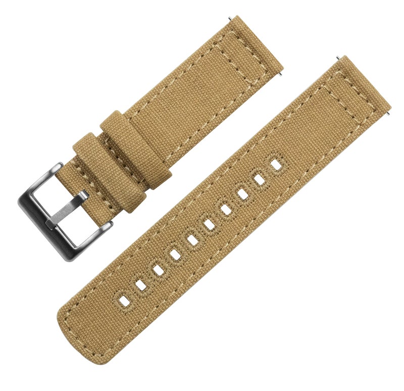 BARTON WATCH BANDS Quick Release Canvas Watch Band Straps, Khaki Tan, 22mm - Image 2