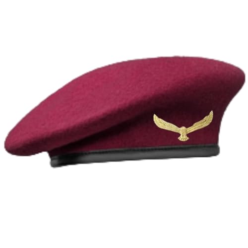 SIVI SILAK Traditional Army Style Cap with Metal Eagle Badge Che Guevara Inspired Woolen French Beret Hat for Men and Women Maroon - Image 3