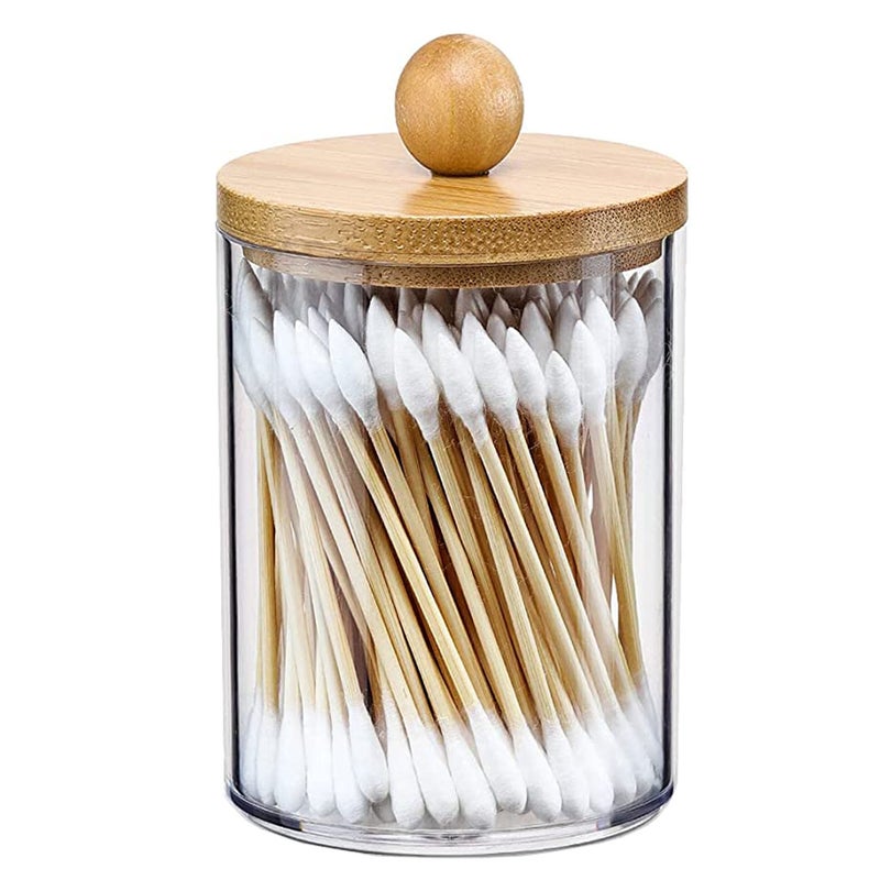 Acrylic Portable Round Container Cosmetic Cotton Powder Puff Storage Box Cotton Swab Makeup Remover Cotton Overlay Storage Box - Image 1