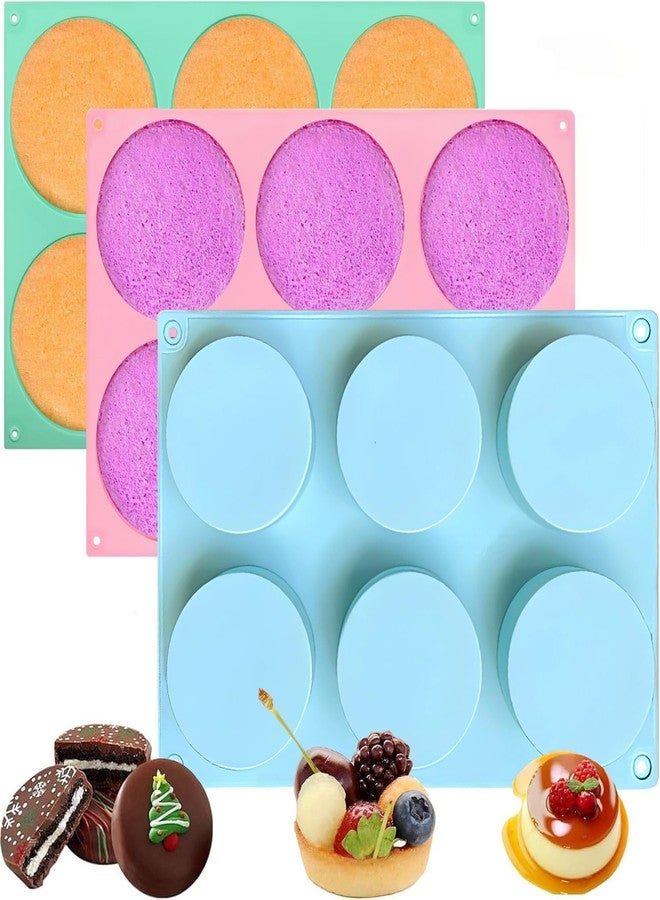 Annewbin 3Pcs Muffin Top Pan,Round for Baking,Non-Stick Silicone Baking Mold for Cupcakes,6-Cavity Silicone Egg Molds for Breakfast Sandwiches,Pudding, - Image 1