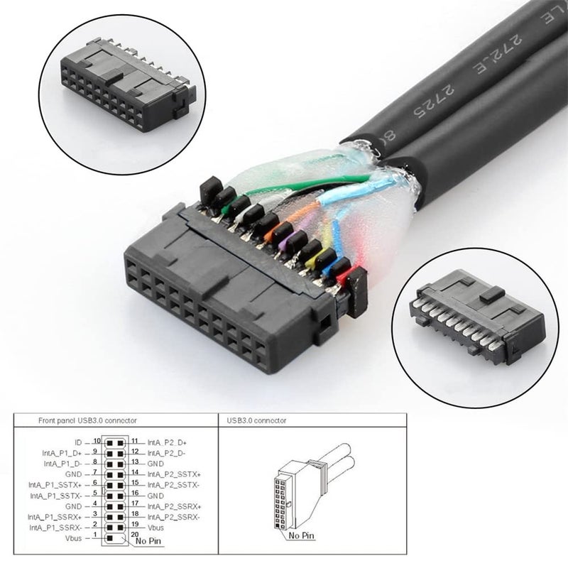 NFHK Up Angled USB 3.0 20Pin 19Pin Male to Female Extension 5Gbps Cable 90 Degree for Motherboard Mainboard - Image 5