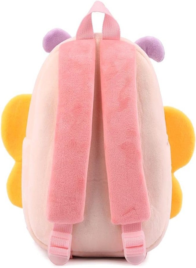 فرانتك حقيبة ظهر مدرسية للسفر من فرانتيك كيدز، بتصميم حيوانات كرتونية ناعمة، مصنوعة من القطيفة الناعمة، ذات قسمين، مناسبة للأولاد والبنات من عمر سنتين إلى خمس سنوات، مثالية لرياض الأطفال والنزهات (Pink_Butterfly_2024_B) - Image 4