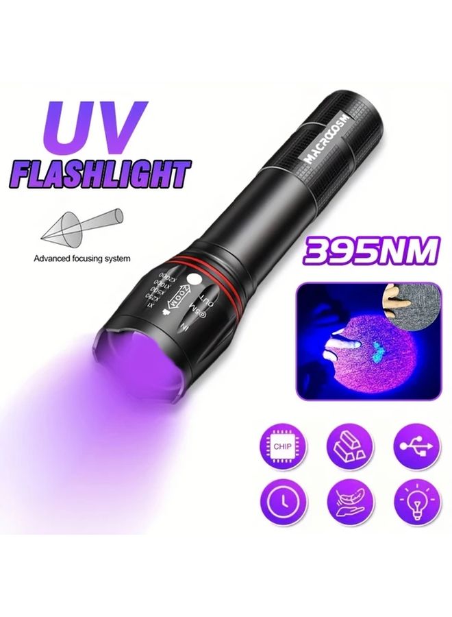 USB Rechargeable UV Flashlight 395nm Portable For Pet Urine Stain Resin Curing Scorpion Hunting - Image 3