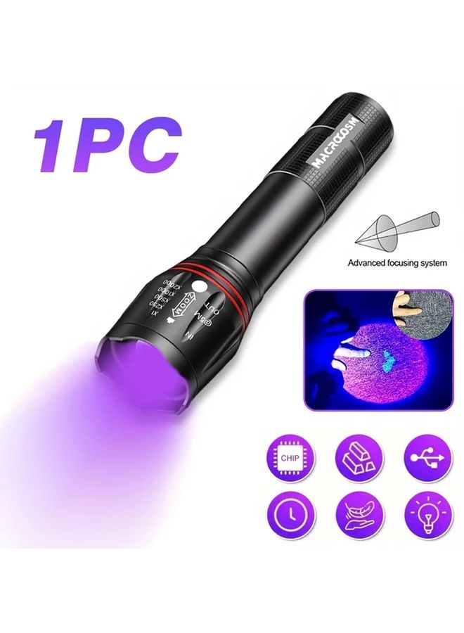 USB Rechargeable UV Flashlight 395nm Portable For Pet Urine Stain Resin Curing Scorpion Hunting - Image 1