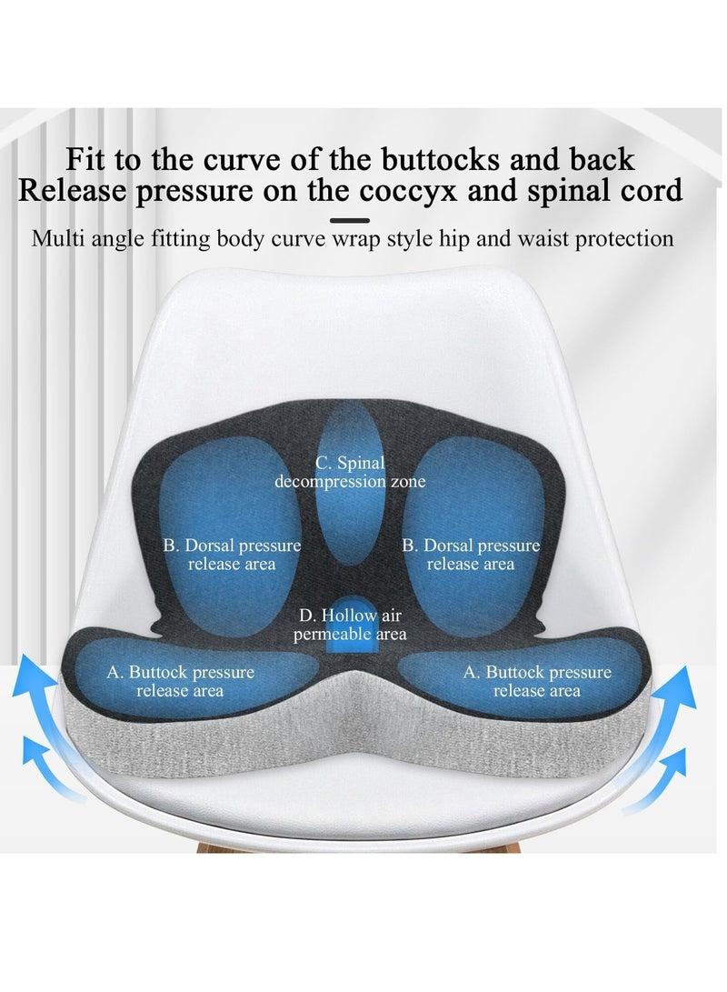 Seat Cushion for Office Lumbar Support Pillow Memory Foam Chair Cushion,Long Sitting Back Support u0026 Sciatica Pain Relieffor A Long Time,for White-collar Workers, Pregnant Women, Driver - Image 3