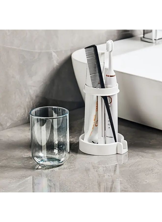 1 PC Modern Clear Bathroom Toothbrush Holder Transparent Grey ABS PS Spill Proof Waterproof Base Freestanding Toothbrush Cup With Spout For Sink Countertop Bathroom Organizer Storage Home - Image 5