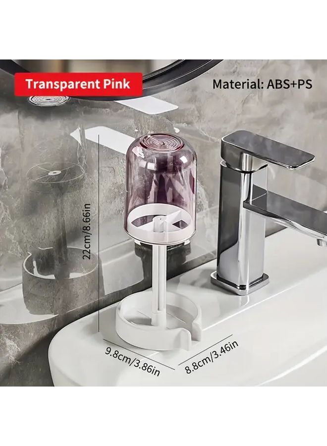 1 PC Modern Clear Bathroom Toothbrush Holder Transparent Grey ABS PS Spill Proof Waterproof Base Freestanding Toothbrush Cup With Spout For Sink Countertop Bathroom Organizer Storage Home - Image 3