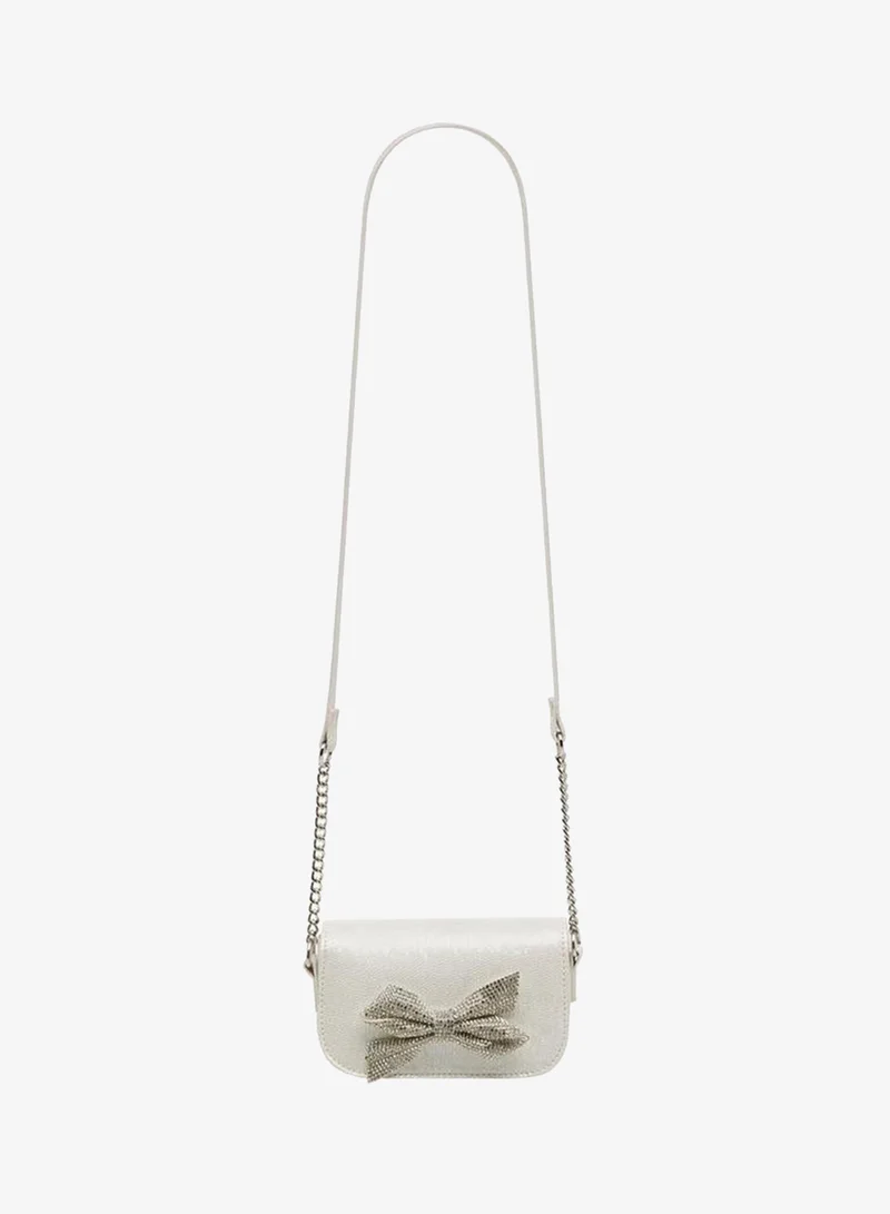 Celeste WHITE Bow Embellished Crossbody Bag with Chain Strap for Women | Best Price UAE