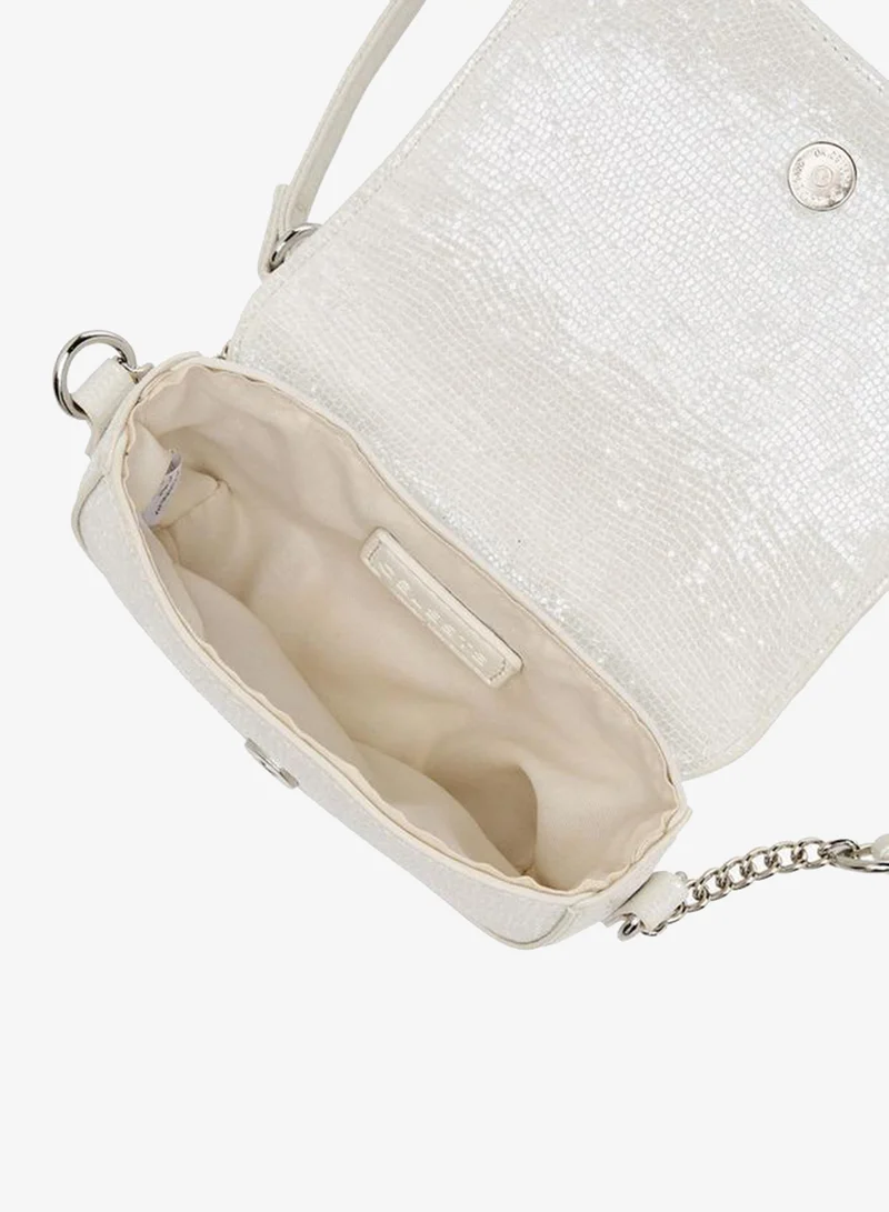 Celeste WHITE Bow Embellished Crossbody Bag with Chain Strap for Women | Best Price UAE